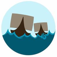 Illustration of two basic sail ships sailing on rough seas