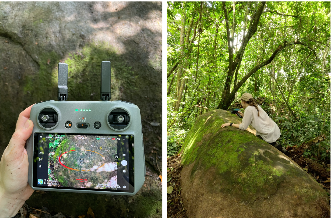Rock art surveying in the forest