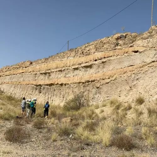 the team admire some linear geology