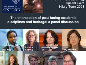 Poster of the event with profile shots of each of the panelists