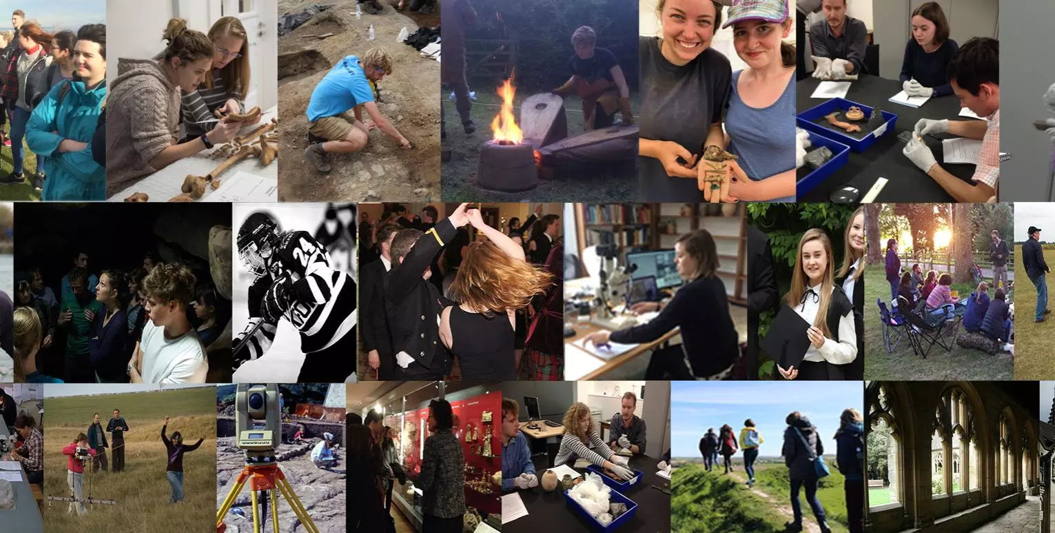 A collage of photos of students and staff at the School